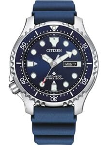 Citizen Herren Analog Quarz Uhr mit Gummi Armband NY0141-10LE, Blau