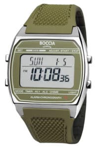 Boccia 3738-03 Digital-Uhr in Unisexgr&ouml;&szlig;e Titan Olivgr&uuml;n