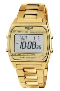 Boccia 3738-08 Digitaluhr in Unisexgr&ouml;&szlig;e Titan Goldfarben