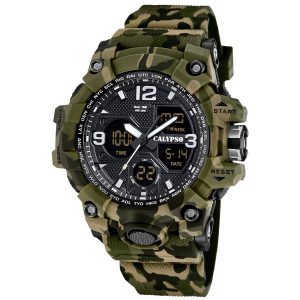 Calypso K5855/3 Herrenuhr AnaDigi Camouflage Gr&uuml;n