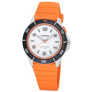 Calypso K5857/3 Unisex Armbanduhr Quarz Orange/Wei&szlig;