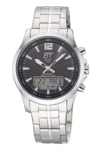 ETT Eco Tech Time EGA-11715-21M Funk-Solar Herrenuhr Professional Worldtimer Schwarz