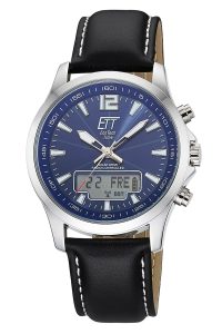 ETT Eco Tech Time EGA-11714-31L Herrenuhr Funk-Solar Professional Worldtimer Lederband