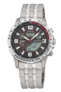 ETT Eco Tech Time EGT-11720-22M Funk-Solar Herrenuhr Professional Worldtimer Titan