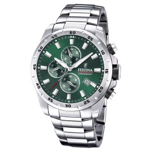 Festina F20463/3 Herren-Chronograph Stahl/Dunkelgr&uuml;n