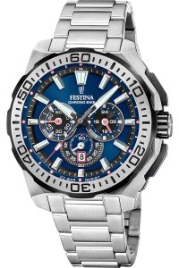 Festina F20724/2 Herrenuhr Chronograph Stahl/Dunkelblau