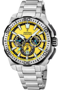 Festina F20724/4 Herren-Armbanduhr Chronograph Stahl/Gelb