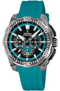 Festina F20725/6 Herrenuhr Chronograph Schwarz/T&uuml;rkis