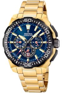Festina F20727/1 Herrenuhr Chronograph Goldfarben/Blau