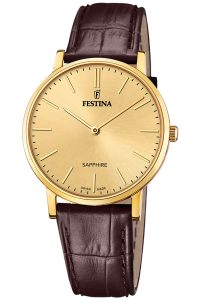 Festina F20016/2 Herrenuhr Braun/Goldfarben mit Lederband