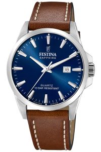 Festina F20025/3 Herren-Armbanduhr Braun/Blau mit Saphirglas