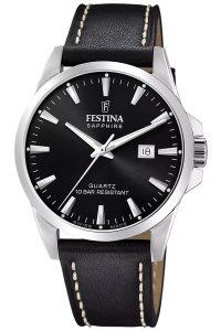 Festina F20025/4 Herrenuhr mit Lederband Schwarz
