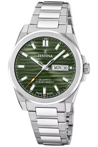Festina F20073/4 Herren-Armbanduhr Stahl/Gr&uuml;n mit Saphirglas