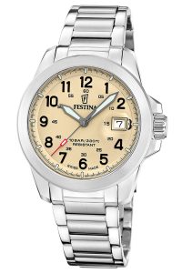 Festina F20081/1 Herrenuhr Quarz Stahl/Beige mit 3 B&auml;ndern