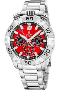 Festina 20743/5 Herrenuhr Bullhead Rot mit Stahlband