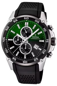 Festina F20330/B Herrenuhr Chronograph Schwarz/Dunkelgr&uuml;n