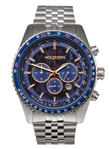 Holzkern Herrenuhr Chronograph Openhorizon Marmor Blau