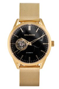 Holzkern Unisex-Armbanduhr Automatik Inverno Marmor/Goldfarben