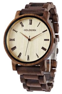 Holzkern Armbanduhr Quarz Herbstd&auml;mmerung Walnuss/Ahorn