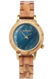 Holzkern Damenuhr Quarz Antrim Olive/Perlmutt