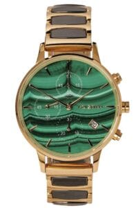 Holzkern Damenuhr Chronograph Jolly Malachit/Keramik