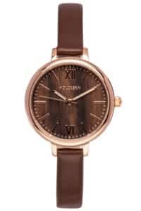 Holzkern Damenuhr Quarz Shirin Walnuss/Ros&eacute;goldfarben