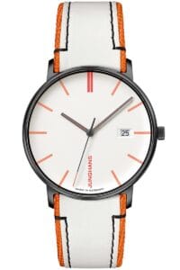 Junghans 41/4480.00 Unisex-Armbanduhr Form Quarz Wei&szlig;/Orange