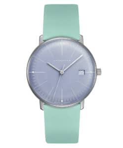 Junghans 47/4554.02 max bill Damenuhr mit Lederband Hellgr&uuml;n/Hellblau
