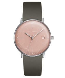Junghans 47/4555.02 max bill Damenuhr mit Lederband Grau/Rosa