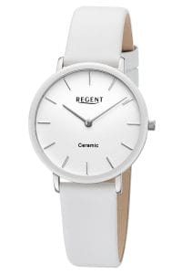 Regent BA-841 Damenuhr Edelstahl/Keramik Wei&szlig; &Oslash; 34 mm