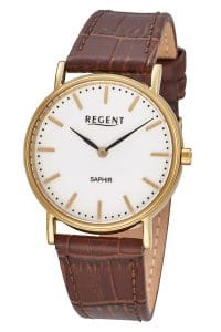 Regent F-1572 Damenuhr Quarz Braun/Goldfarben