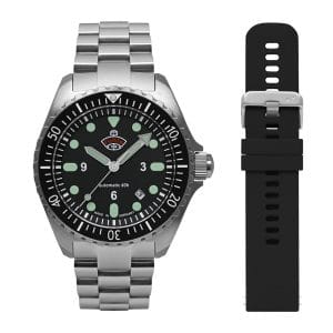 Ruhla 4960M5-Set Herrenuhr Automatik Minentaucher mit schwarzem Wechselband