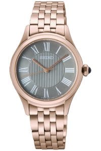 Seiko SUR614P1 Damenuhr Klassik Quarz Ros&eacute;goldfarben/Grau